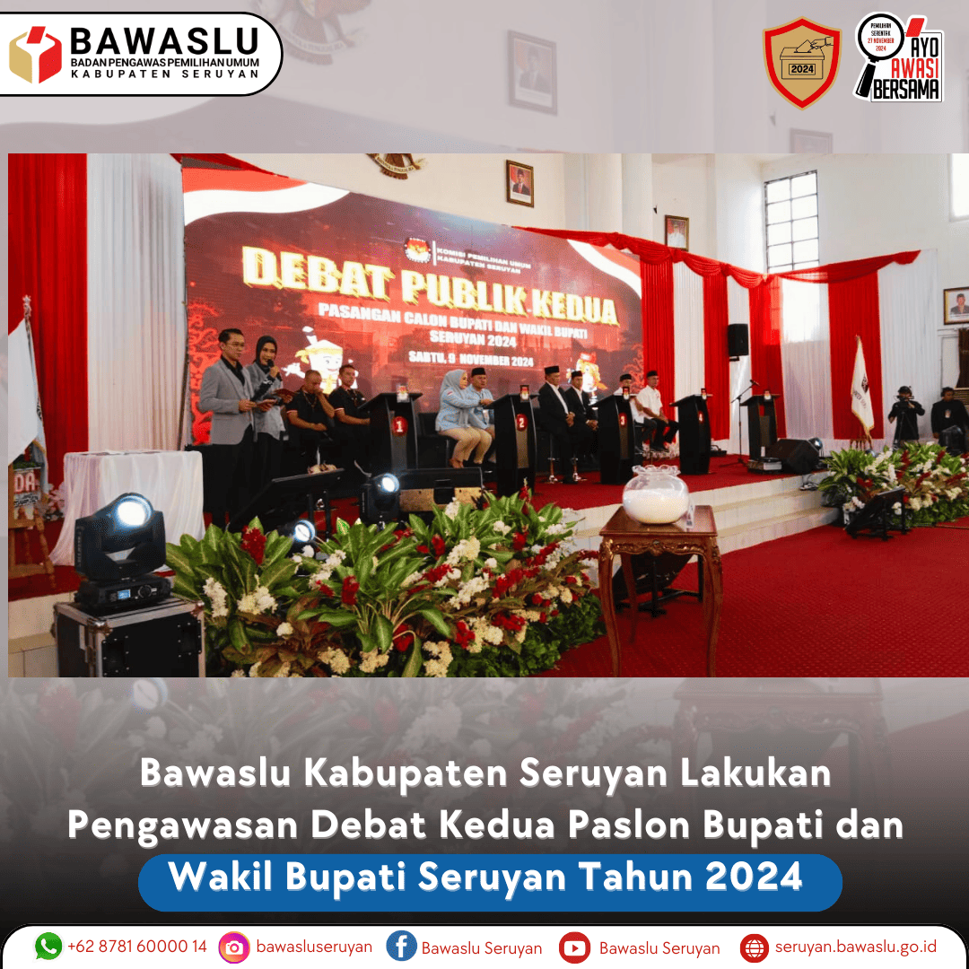 Bawaslu Kabupaten Seruyan Lakukan Pengawasan Debat Kedua Paslon Bupati Dan Wakil Bupati Seruyan Tahun 2024