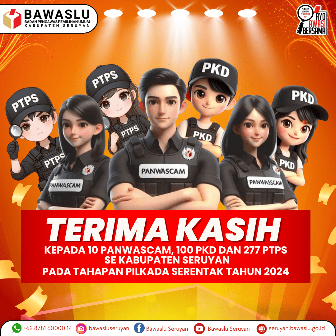 Bawaslu Kabupaten Seruyan Berikan Apresiasi kepada Panwascam, PKD, dan PTPS atas Dedikasi pada Pilkada 2024