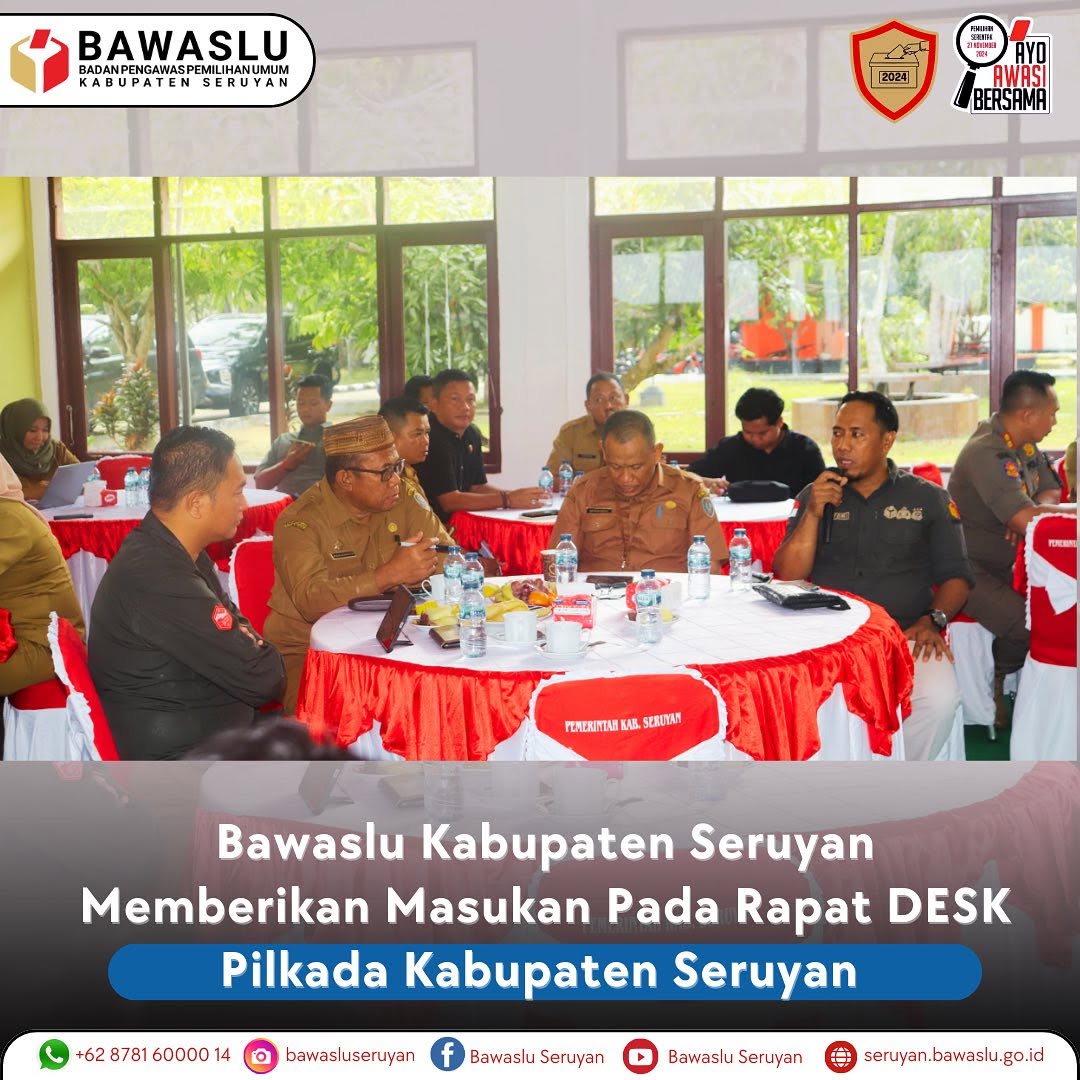 Bawaslu Kabupaten Seruyan Memberikan Masukan Pada Rapat DESK Pilkada Kabupaten Seruyan