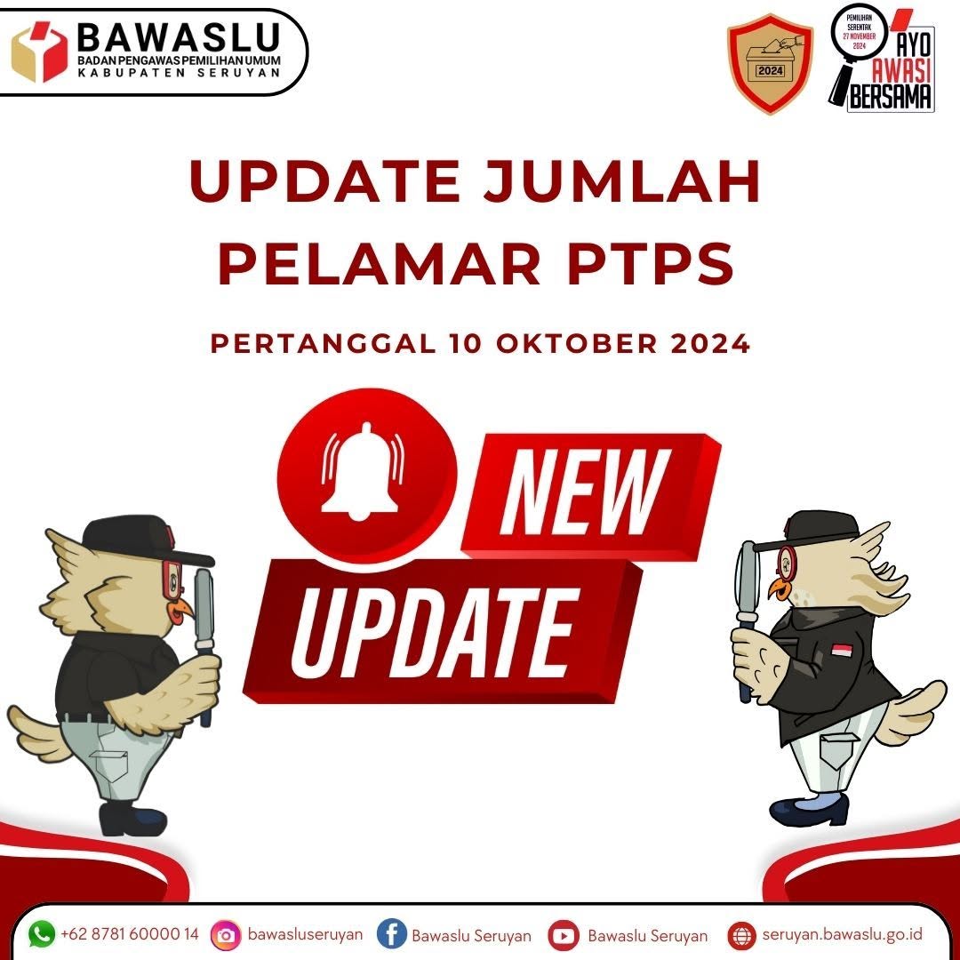 Rekapitulasi Pendaftar Pengawas TPS di Kabupaten Seruyan Hingga 10 Oktober 2024, Akhir Masa Pendaftaran