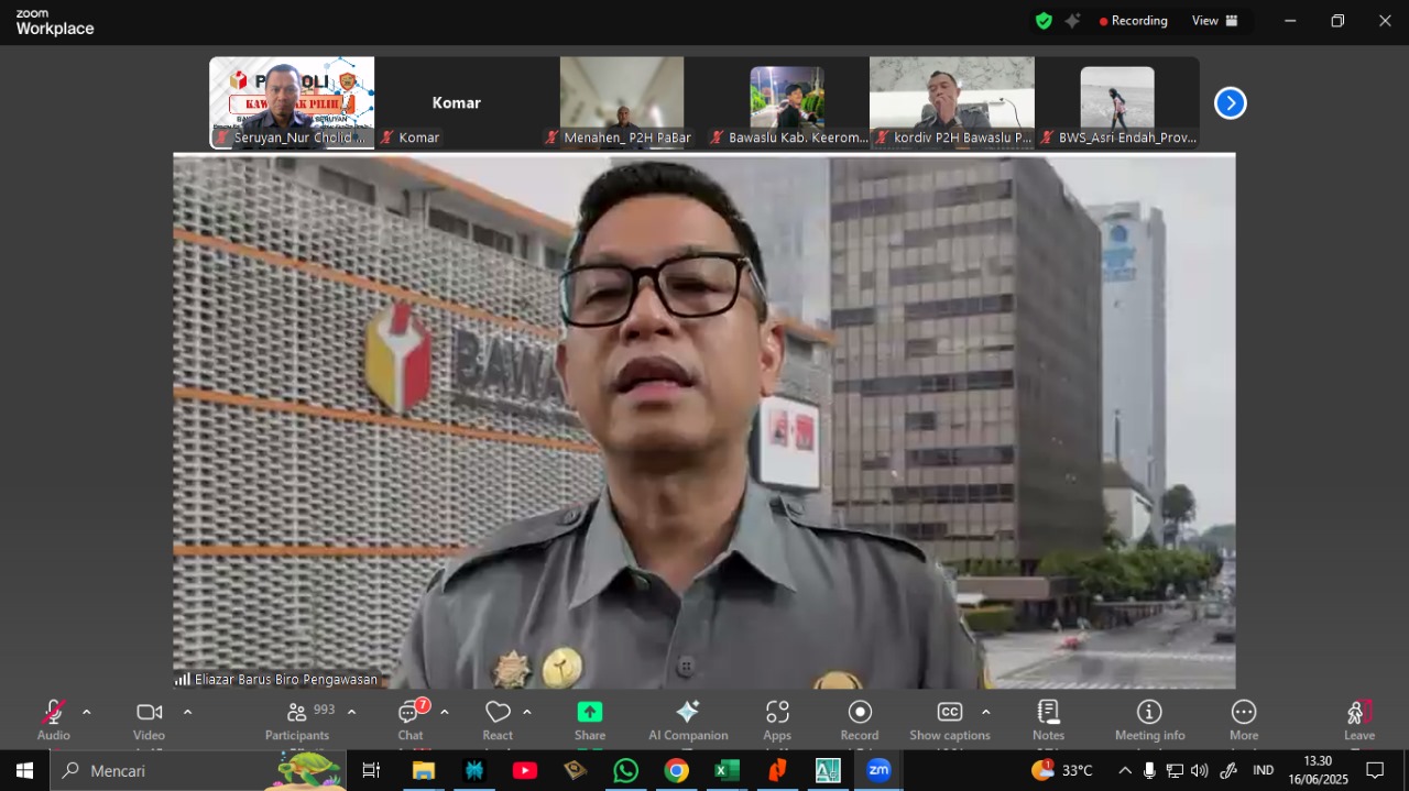 Bawaslu Seruyan Ikuti Rapat Koordinasi Persiapan Pengawasan Pemutakhiran Data Pemilih Berkelanjutan Melalui Zoom Meeting