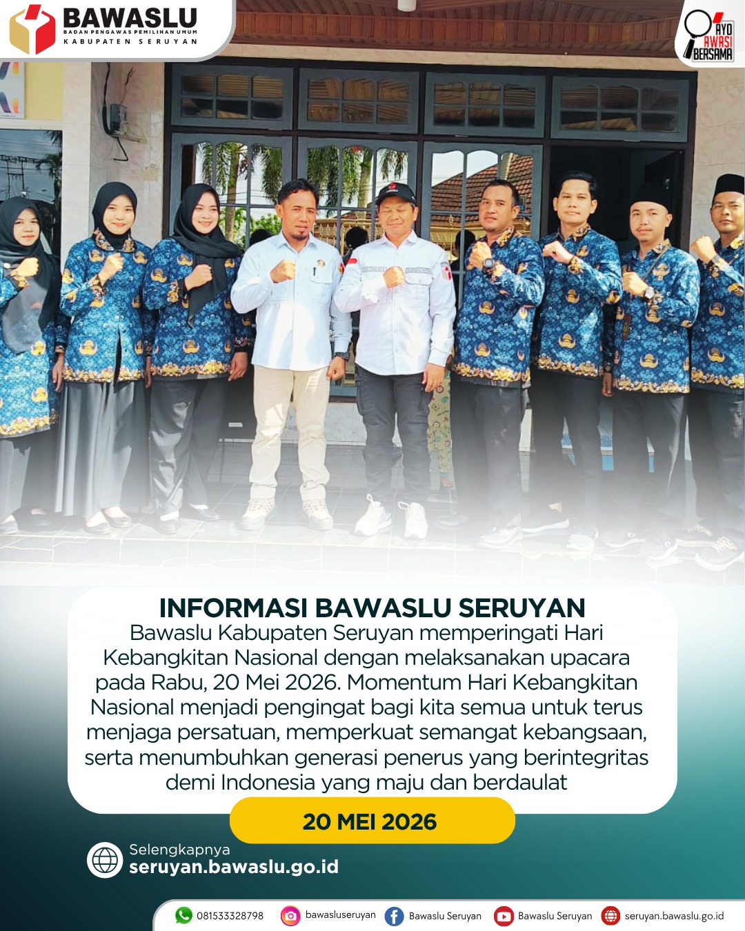 Bawaslu Kabupaten Seruyan Peringati Hari Kebangkitan Nasional Tahun 2026 dengan Pelaksanaan Upacara