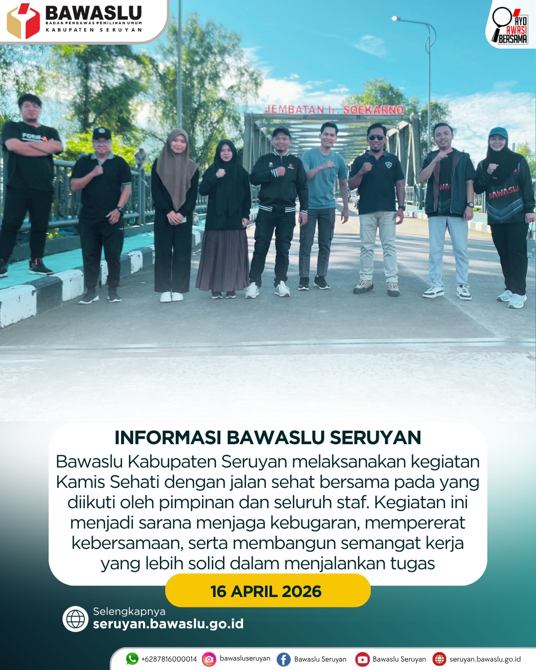 Bawaslu Kabupaten Seruyan Laksanakan Kegiatan Kamis Sehati untuk Perkuat Kebersamaan dan Semangat Kerja
