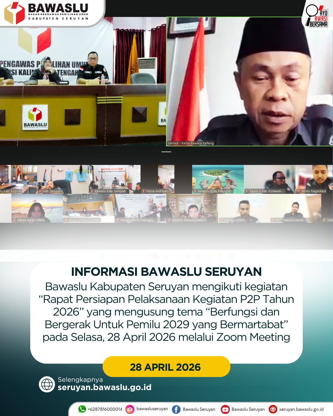 Bawaslu Kabupaten Seruyan Ikuti Rapat Persiapan Pelaksanaan Kegiatan P2P Tahun 2026