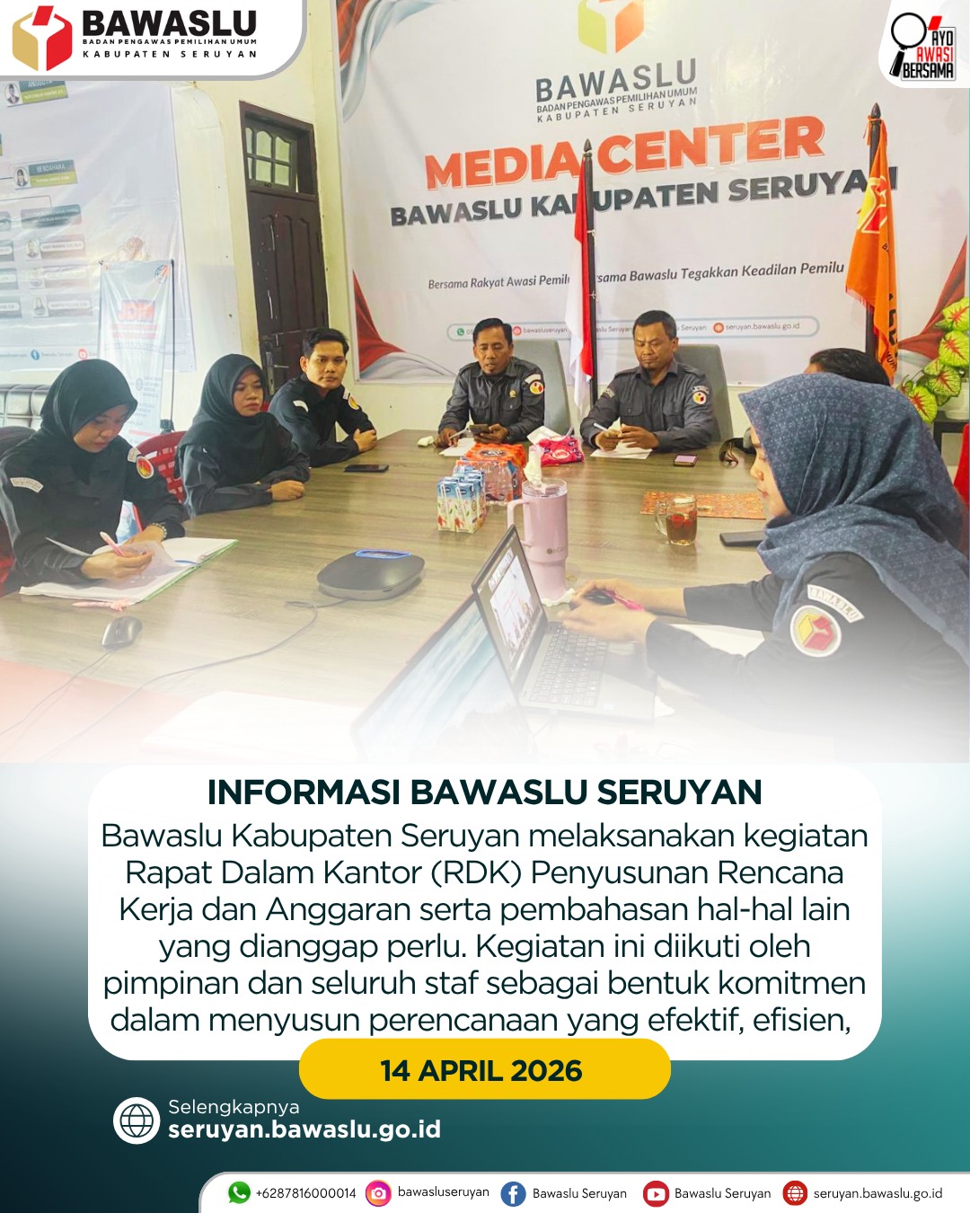 Bawaslu Kabupaten Seruyan Laksanakan RDK Penyusunan Rencana Kerja dan Anggaran