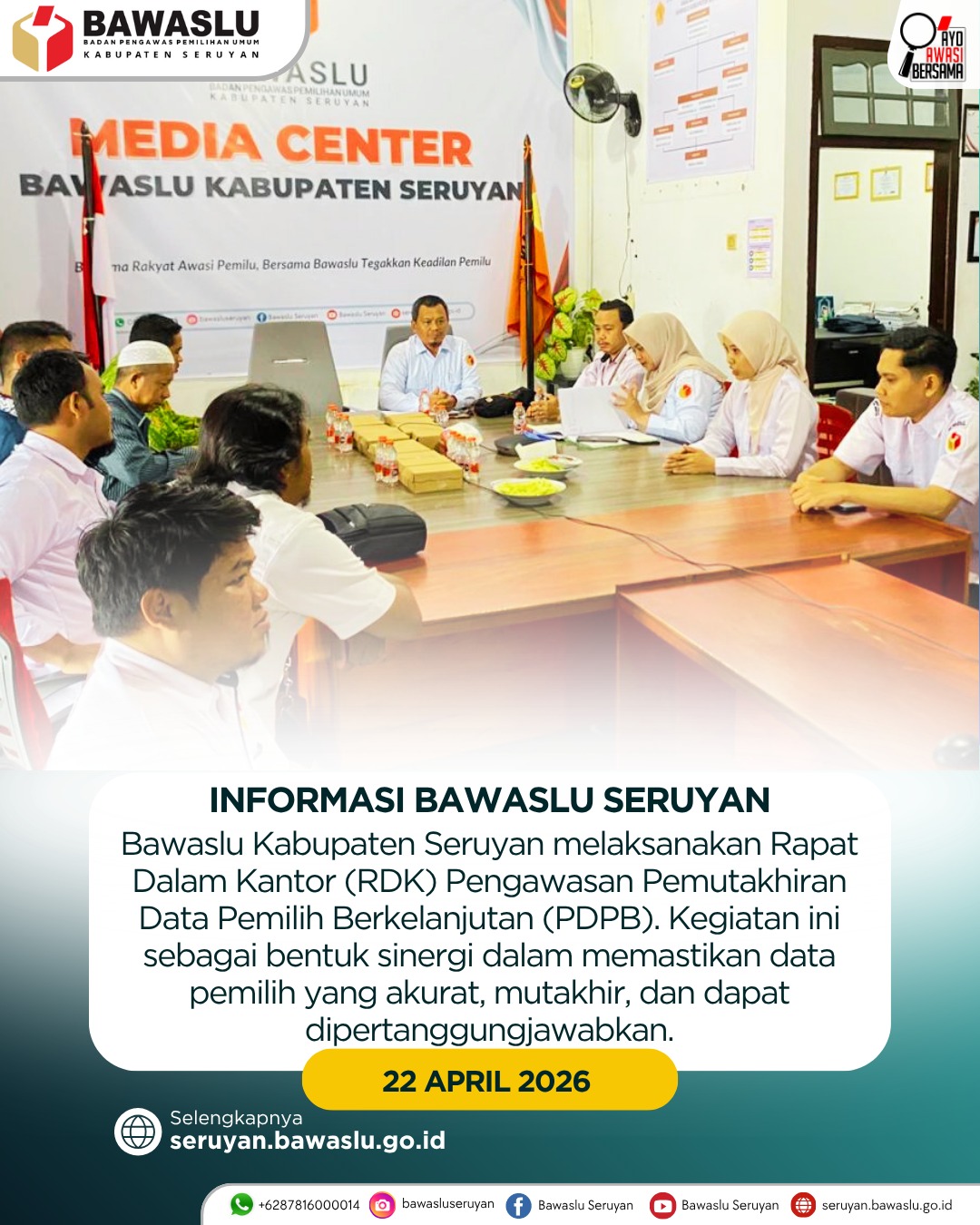 Bawaslu Kabupaten Seruyan Laksanakan RDK Pengawasan Pemutakhiran Data Pemilih Berkelanjutan