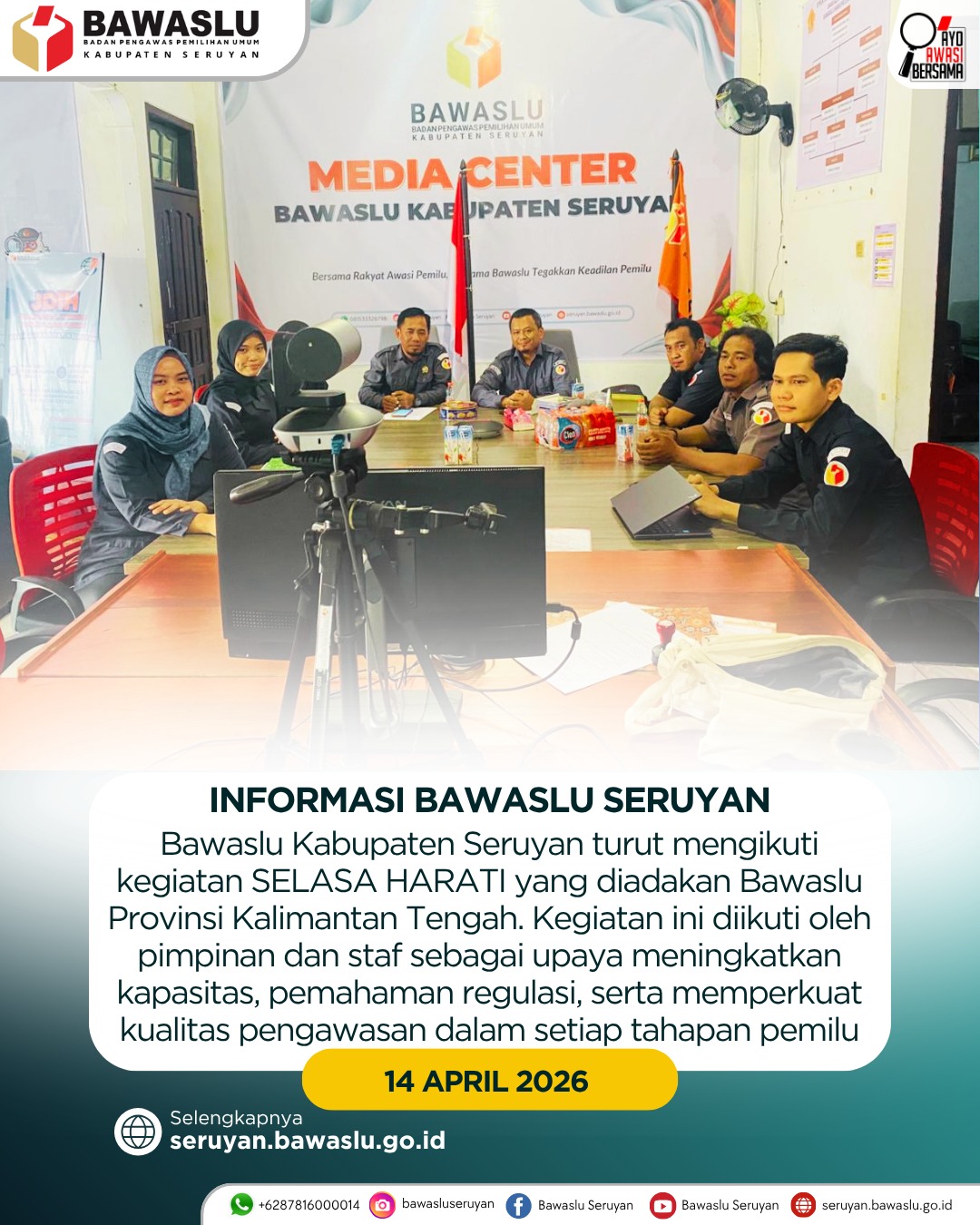 Bawaslu Kabupaten Seruyan Ikuti Kegiatan SELASA HARATI Seri 5 untuk Penguatan Kapasitas Pengawasan Pemilu