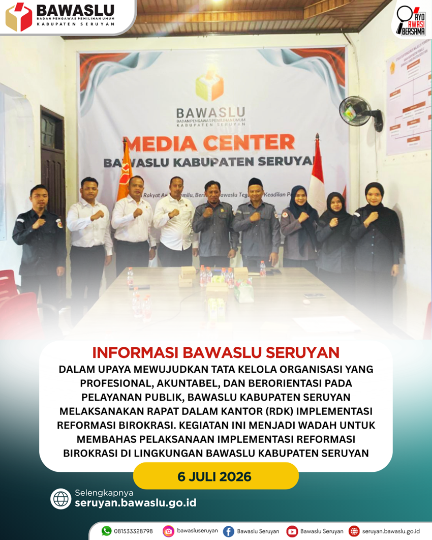 Bawaslu Kabupaten Seruyan Gelar Rapat Dalam Kantor Implementasi Reformasi Birokrasi Bersama Polres Seruyan
