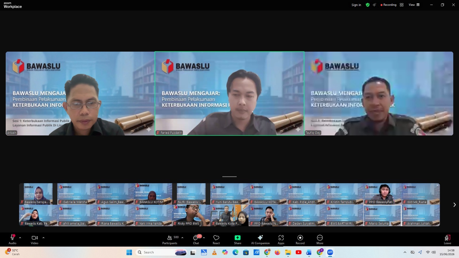 PPID Bawaslu Kabupaten Seruyan Ikuti "Bawaslu Mengajar: Pembinaan Pelaksanaan Keterbukaan Informasi Publik"