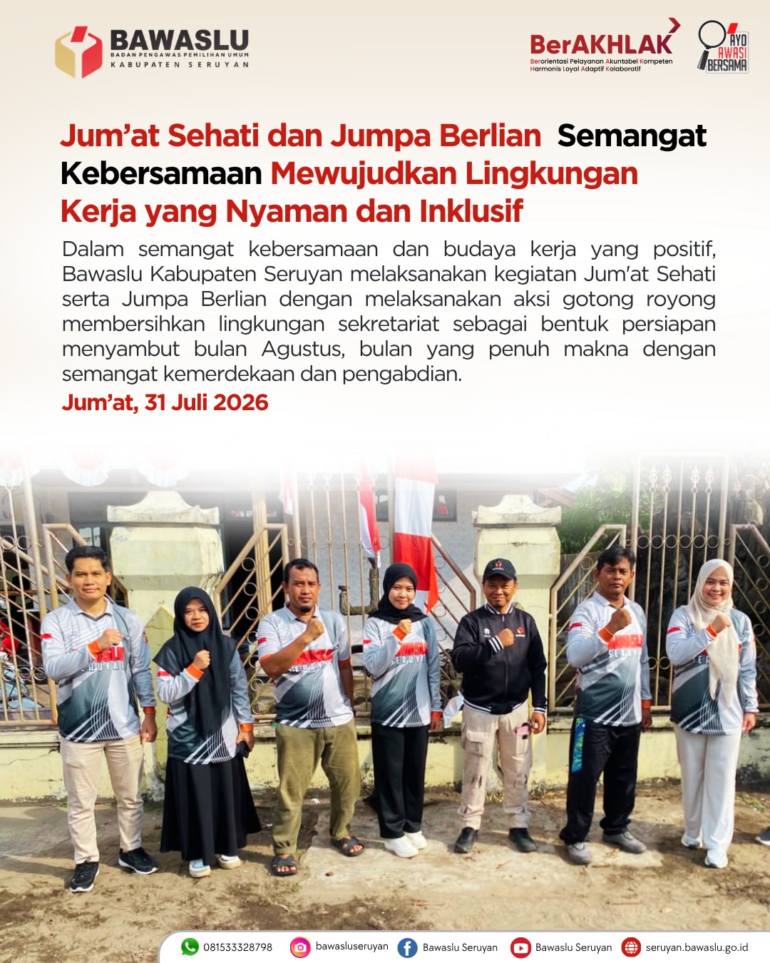 Jum'at Sehati dan Jumpa Berlian, Semangat Kebersamaan Mewujudkan Lingkungan Kerja Yang Nyaman dan Inklusif 