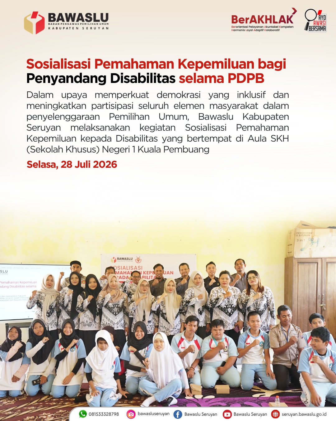 Sosialisasi Pemahaman Kepemiluan bagi Penyandang Disabilitas selama PDPB