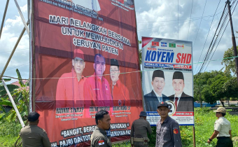 Bawaslu Kabupaten Seruyan Lakukan Penertiban Alat Peraga Kampanye 