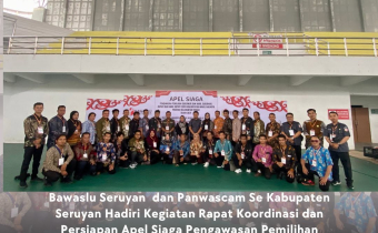 Bawaslu Seruyan dan Panwascam se Kabupaten Seruyan Hadiri Kegiatan Rapat Koordinasi dan Persiapan Apel Siaga Pengawasan Pemilihan Gubernur dan Wakil Gubernur, Bupati dan Wakil Bupati serta Walikota dan Wakil Walikota Provinsi Kalimantan Tengah Tahun 2024