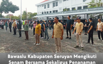 Bawaslu Seruyan Ikuti Senam Bersama dan Penanaman Pohon Integritas di Halaman Kantor Bawaslu Kalteng