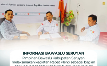 Pimpinan Bawaslu Kabupaten Seruyan Laksanakan Rapat Pleno untuk Penguatan Pengambilan Keputusan Kelembagaan