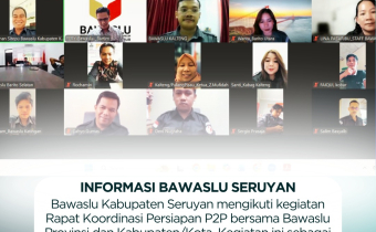 Bawaslu Kabupaten Seruyan Ikuti Rapat Koordinasi Persiapan P2P bersama Bawaslu Provinsi dan Kabupaten/Kota