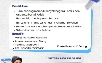 Bawaslu Kabupaten Seruyan Buka Open Recruitment Pendidikan Pengawas Partisipatif (P2P) Tahun 2026