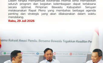 Perkuat Sinergi Internal, Pimpinan Bawaslu Kabupaten Seruyan Laksanakan Rapat Pleno