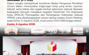 Bawaslu Kabupaten Seruyan Mengikuti Peresmian Tim Kelompok Kerja (POKJA) Pencegahan dan Penanganan Kekerasan Seksual (PPKS)